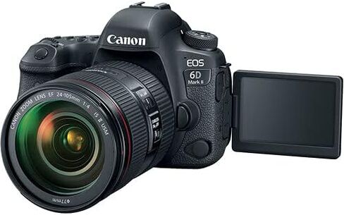 كاميرا Canon EOS 6D Mark II DSLR مع عدسة f/4L II مقاس 24-105 مم (1897C009) + عدسة Canon EF مقاس 50 مم + بطاقة ذاكرة سعة 64 جيجابايت + طقم مرشح الألوان + حافظة + برنامج Corel للصور + 2 بطارية LPE6 + المزيد (متجددة) in Saudi Arabia