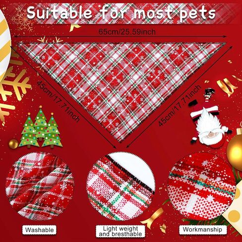 Weewooday 12 Pieces Christmas Dog Bandanas for Dogs Triangle Pet Kerchief Classic Plaid Triangle Bandana Bibs Snowflake for Small Medium Large Dogs Cats in Saudi Arabia