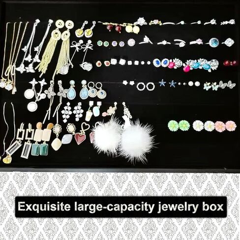 صينية تنظيم المجوهرات بغطاء شفاف، صندوق تخزين الخواتم 100 فتحة مع غطاء شفاف من الزجاج المخملي، صندوق تخزين خواتم مجوهرات لعرض الخواتم المتعددة والاقراط in Kuwait