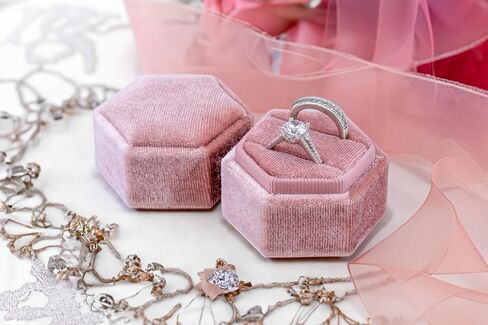 Beatrix & Luca Velvet Hexagon Ring Box for weddings, proposals, engagements, and photography (Sedona Copper Single) in Kuwait