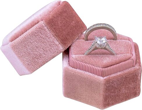 Beatrix & Luca Velvet Hexagon Ring Box for weddings, proposals, engagements, and photography (Sedona Copper Single) in Kuwait