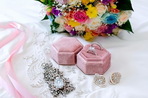Beatrix & Luca Velvet Hexagon Ring Box for weddings, proposals, engagements, and photography (Sedona Copper Single) in Kuwait
