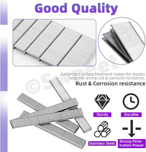 Swpeet 1609 عدد 4 مقاسات K413 K419 K425 F15 18 مقياس فولاذي تقريبًا 1/4 بوصة × 1/2 بوصة/3/4 بوصة/1 بوصة دبابيس تاج ضيقة فضية وأظافر براد (5/8 بوصة)، لمسة نهائية مجلفنة للهواء المضغوط والكهربائي دباسة/براد بائع المسامير in Kuwait