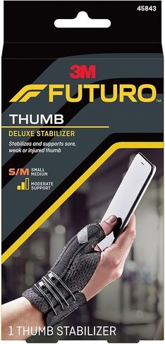 FUTURO Deluxe Thumb Stabilizer, Left or Right Hand, Small/Medium Size, Adjustable, Stabilizes and Supports Sore, Weak or Injured Thumb, Soft and Breathable Materials Enhance Comfort (45843ENR) in Kuwait