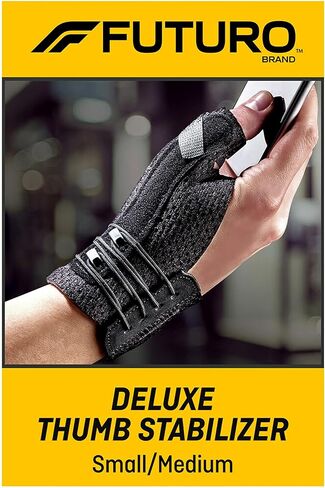FUTURO Deluxe Thumb Stabilizer, Left or Right Hand, Small/Medium Size, Adjustable, Stabilizes and Supports Sore, Weak or Injured Thumb, Soft and Breathable Materials Enhance Comfort (45843ENR) in Kuwait