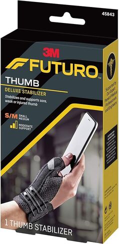 FUTURO Deluxe Thumb Stabilizer, Left or Right Hand, Small/Medium Size, Adjustable, Stabilizes and Supports Sore, Weak or Injured Thumb, Soft and Breathable Materials Enhance Comfort (45843ENR) in Kuwait