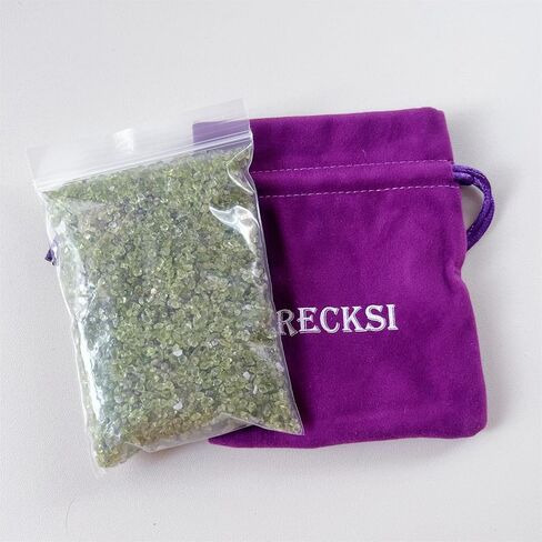 RECKSI 0.5lb Natural Crystal Chips Crushed Tumbled Quartz Pieces Bulk 1/2lb Reiki Mini Stones, Peridot in Kuwait