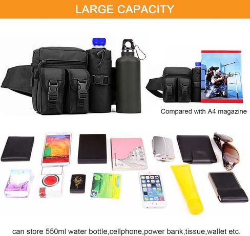 Huntvp Tactical Waist Pack Pouch With Water Bottle Pocket Holder Waterproof Molle Fanny Hip Belt Bag in Saudi Arabia