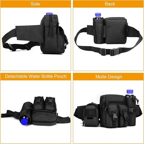 Huntvp Tactical Waist Pack Pouch With Water Bottle Pocket Holder Waterproof Molle Fanny Hip Belt Bag in Saudi Arabia