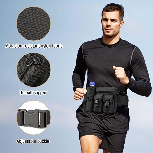 Huntvp Tactical Waist Pack Pouch With Water Bottle Pocket Holder Waterproof Molle Fanny Hip Belt Bag in Saudi Arabia