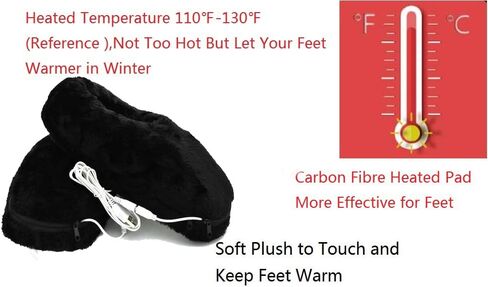 USB Heating Slippers for Feet Warm with Another 1Pcs Free Heating Pad Replacement(Dark Black) in Kuwait