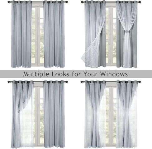 BONZER ستائر تعتيم من التول الشفاف باللون الأبيض من BONZER، ستائر معتمة ومزيج علوي لغرفة المعيشة، رمادي سحابي، 52 × 84 بوصة، مجموعة من لوحتين in Kuwait