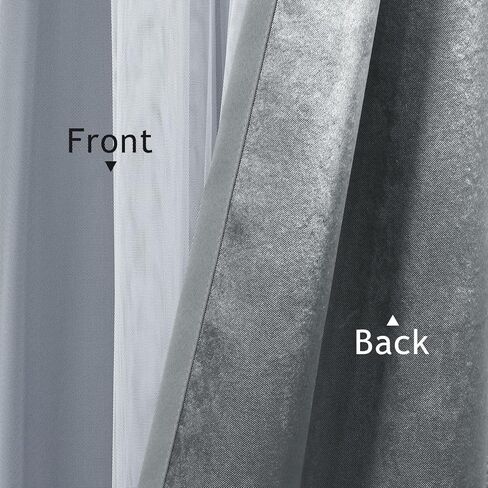 BONZER ستائر تعتيم من التول الشفاف باللون الأبيض من BONZER، ستائر معتمة ومزيج علوي لغرفة المعيشة، رمادي سحابي، 52 × 84 بوصة، مجموعة من لوحتين in Kuwait