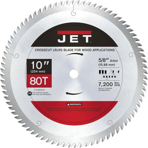 JET 1080, 10-Inch Circular Saw Blade, 80T, Crosscut LRLRS (7259468) in Saudi Arabia