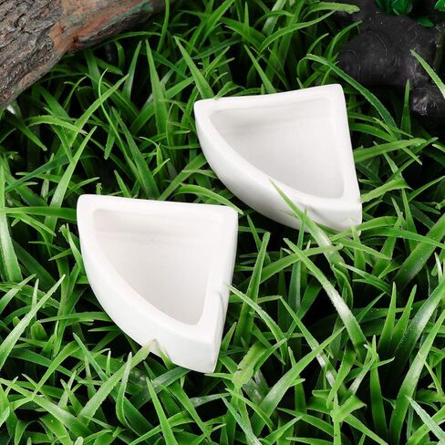 أطباق مياه طعام الزواحف من ibasenice، أطباق سيراميك طعام الحيوانات الصغيرة، طبق دودة طبق سيراميك، وعاء طعام ليوبارد جيكو (مثلث متوسط، قطعتان) in Kuwait