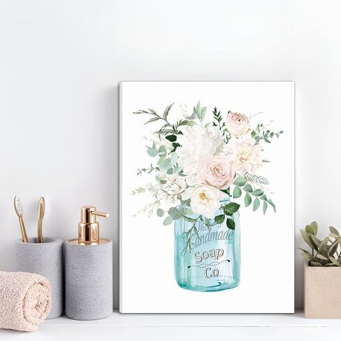 مجموعة Anyzal مكونة من 3 لوحات فنية جدارية من القماش لغرفة الغسيل، لافتات غسيل ذاتية الخدمة، عمل فني عتيق، ديكور غرفة الغسيل، لوحة فنية جدارية من القماش مؤطرة بالزهور، 16 * 24 بوصة/قطعة in Kuwait