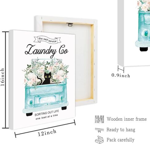 مجموعة Anyzal مكونة من 3 لوحات فنية جدارية من القماش لغرفة الغسيل، لافتات غسيل ذاتية الخدمة، عمل فني عتيق، ديكور غرفة الغسيل، لوحة فنية جدارية من القماش مؤطرة بالزهور، 16 * 24 بوصة/قطعة in Kuwait