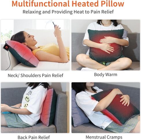 وسادة دعم الظهر للتدفئة مزدوجة الجوانب من فيرست إي، وسادة تدفئة 45 سم × 45 سم لتخفيف الألم وآلام الظهر والتشنجات والوسادة الكهربائية للبطن والرقبة والكتفين و3 إعدادات للحرارة وإعدادات المؤقت in Kuwait