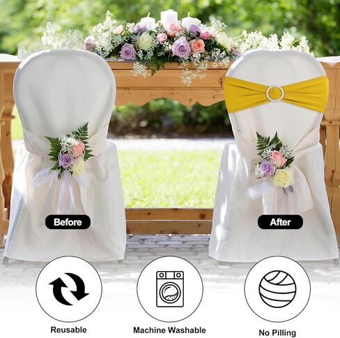 Black Chair Sashes 25 Pack Spandex Stretch Chair Band Sashes with Buckles for Folding Chairs Wedding Party Reception Baby Shower Events Banquet Decorations in Kuwait