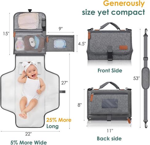 Portable Diaper Changing Pad for Newborns! Shoulder Strap, Waterproof Design, Smart Wipes Pocket, and Changing Mat - The Perfect Travel Changing Kit for Busy Parents and an Ideal Baby Shower Gifts in Saudi Arabia