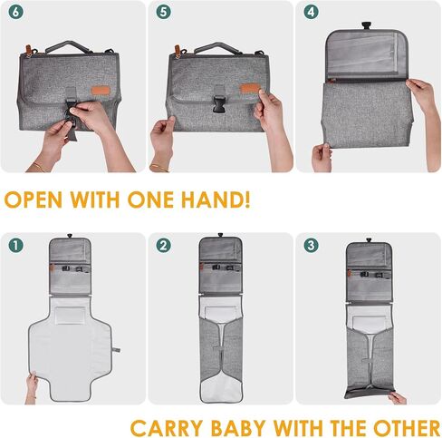 Portable Diaper Changing Pad for Newborns! Shoulder Strap, Waterproof Design, Smart Wipes Pocket, and Changing Mat - The Perfect Travel Changing Kit for Busy Parents and an Ideal Baby Shower Gifts in Saudi Arabia