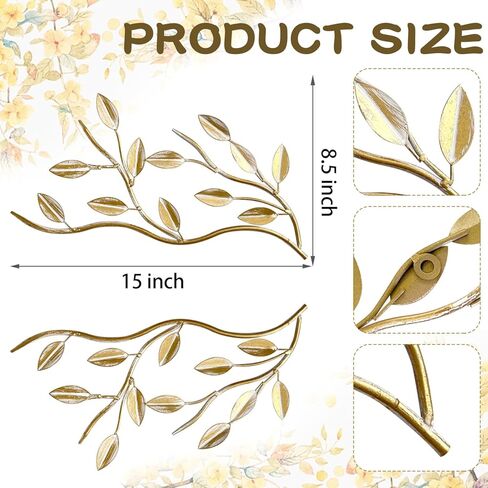لوحة فنية جدارية من كيوشو هونج مكونة من قطعتين بتصميم اوراق شجر شجرة معدنية وغصن زيتون لتزيين الحائط فوق السرير وغرفة المعيشة والديكور الخارجي in Kuwait