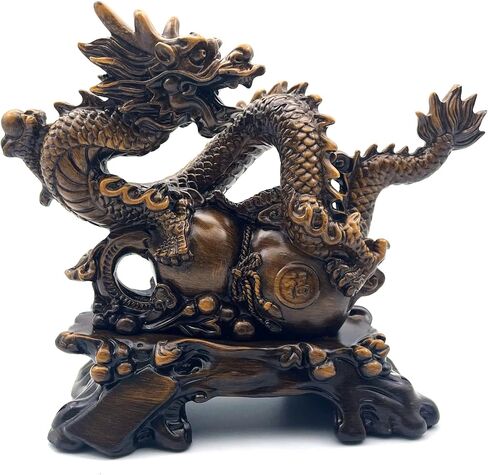 FUNSXBUG Chinese Feng Shui Dragon Statue Sculpture Figurines Feng Shui Decor Home Office Desktop Decoration Good Lucky Gifts in Saudi Arabia