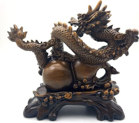 FUNSXBUG Chinese Feng Shui Dragon Statue Sculpture Figurines Feng Shui Decor Home Office Desktop Decoration Good Lucky Gifts in Saudi Arabia