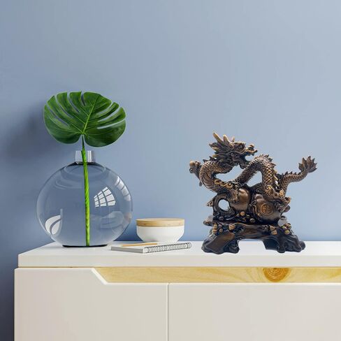 FUNSXBUG Chinese Feng Shui Dragon Statue Sculpture Figurines Feng Shui Decor Home Office Desktop Decoration Good Lucky Gifts in Saudi Arabia