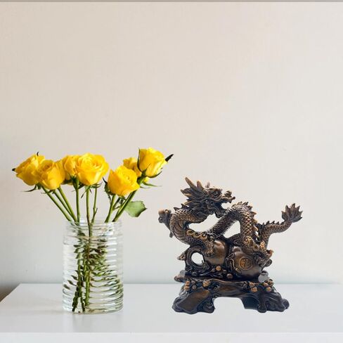 FUNSXBUG Chinese Feng Shui Dragon Statue Sculpture Figurines Feng Shui Decor Home Office Desktop Decoration Good Lucky Gifts in Saudi Arabia