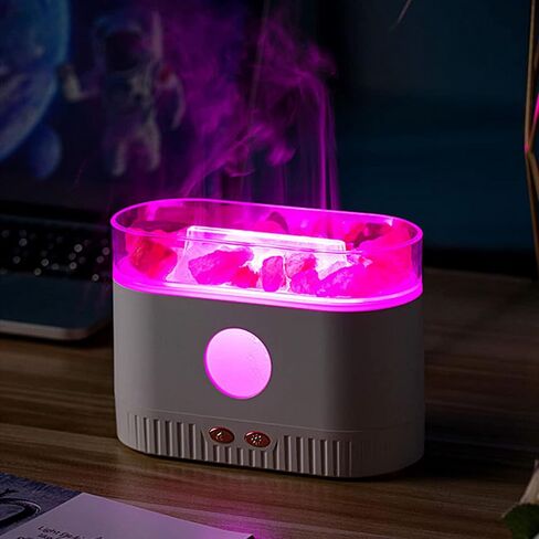 YALEDI Aromatherapy Crystal Salt Diffuser, Ultrasonic Essential Oil Diffuser, 200ml Cool Mist Humidifier for Bedroom, Nursery, Office, Himalayan Salt Lamp, Auto Shut-Off, Ambient Night Light (White) in Saudi Arabia