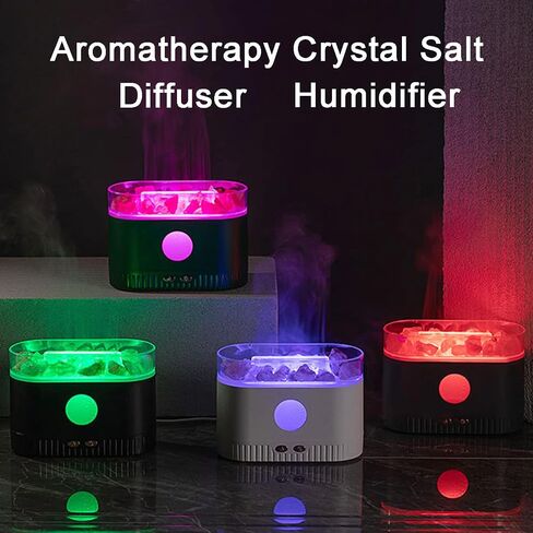 YALEDI Aromatherapy Crystal Salt Diffuser, Ultrasonic Essential Oil Diffuser, 200ml Cool Mist Humidifier for Bedroom, Nursery, Office, Himalayan Salt Lamp, Auto Shut-Off, Ambient Night Light (White) in Saudi Arabia