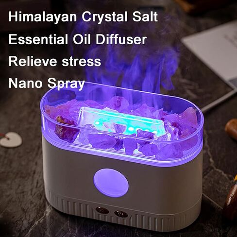 YALEDI Aromatherapy Crystal Salt Diffuser, Ultrasonic Essential Oil Diffuser, 200ml Cool Mist Humidifier for Bedroom, Nursery, Office, Himalayan Salt Lamp, Auto Shut-Off, Ambient Night Light (White) in Saudi Arabia