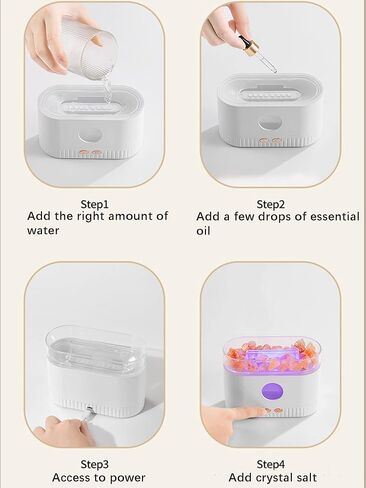 YALEDI Aromatherapy Crystal Salt Diffuser, Ultrasonic Essential Oil Diffuser, 200ml Cool Mist Humidifier for Bedroom, Nursery, Office, Himalayan Salt Lamp, Auto Shut-Off, Ambient Night Light (White) in Saudi Arabia