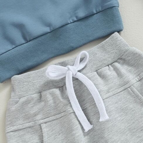 Ursobutegl Mamas Boy Clothes Toddler Baby Fall Winter Outfit Long Sleeve Letter Sweatshirt Top Pants Casual Tracksuit (Embroidery-Blue, 12-18 Months) in Saudi Arabia
