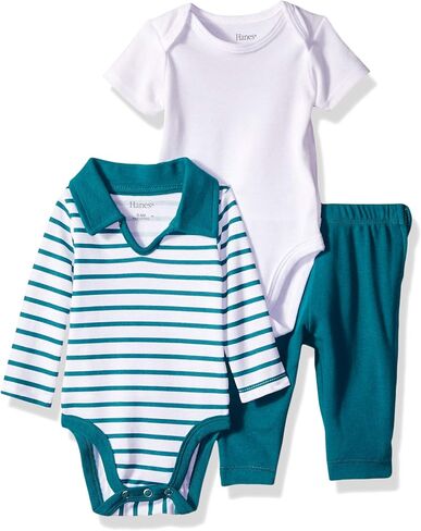 Hanes Ultimate Baby Zippin Pant with Short and Long Sleeve Polo Bodysuits Set in Saudi Arabia