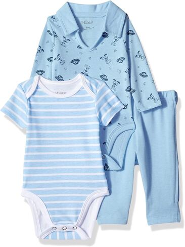 Hanes Ultimate Baby Zippin Pant with Short and Long Sleeve Polo Bodysuits Set in Saudi Arabia