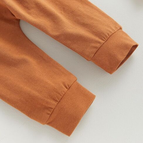 YOKJZJD 3Pcs Newborn Baby Boy Halloween Outfit Cutest Pumpkin Long Sleeve Romper Bodysuit Tops Jogger Pants Set with Hat (White, 3-6 Months) in Kuwait