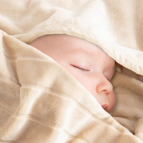 بطانية أطفال من القطيفة من بيرتي، بطانيات استقبال فائقة النعومة ودافئة وخفيفة الوزن ومسامية للجنسين لعربة الأطفال الرضع، مقاس 33 بوصة × 43 بوصة، بيج فاتح in Kuwait