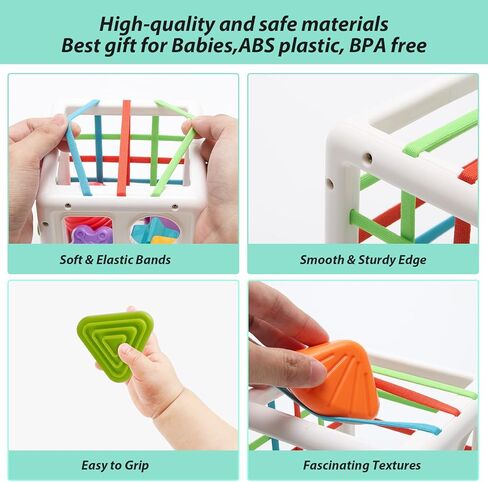 UNIWA Shape Sorter Baby Toys، ألعاب مونتيسوري لمدة 1-3 سنوات من العمر لعبة مكعب ملون وشكل حسي متعدد، المهارات الحركية الدقيقة، ألعاب تعليمية تنموية للفتيات والأولاد هدايا عيد الميلاد in Kuwait