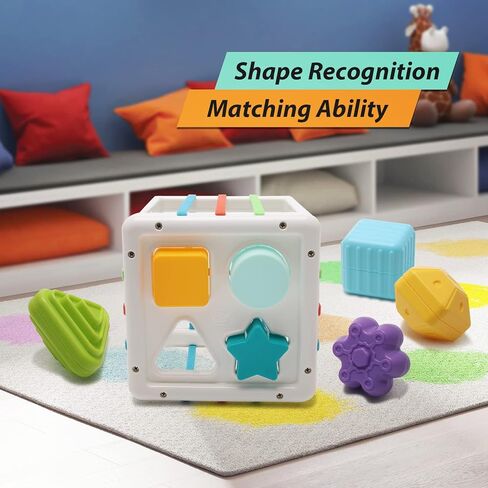UNIWA Shape Sorter Baby Toys، ألعاب مونتيسوري لمدة 1-3 سنوات من العمر لعبة مكعب ملون وشكل حسي متعدد، المهارات الحركية الدقيقة، ألعاب تعليمية تنموية للفتيات والأولاد هدايا عيد الميلاد in Kuwait