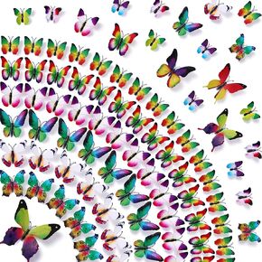 Amaonm® 60 Pcs 5 Packages Beautiful 3D Butterfly Wall Decals Removable DIY Home Decorations Art Decor Wall Stickers & Murals for Babys Bedroom Tv Background Living Room (Blue)