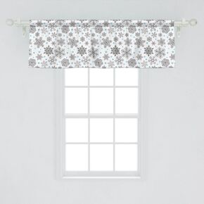 Ambesonne Snowflake Window Valance Pack of 2, Lace Style Arrangement of Snowflakes Winter Season Christmas Illustration, Rod Pocket Curtain Valances for Kitchen Bedroom, 54" X 18", White and Black in Saudi Arabia