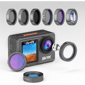 6-in-1 UV Camera Lens Filter for Ourlife S81TR Action Camera, Include ND4, ND8, ND16, CPL, Purple, Macro in Kuwait