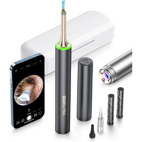 BEBIRDPRO Ear Wax Removal Cleaner with IP67 Camera, Otoscope Ear Cleaning Tool with Premium Storage Box, Earwax Cleaner with HD Camera for iOS, Android Phones T15 PRO Black, with Blackhead Vacuum