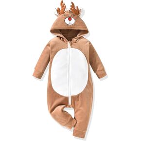 HINTINA Infant Baby Boys Girl Animal Hooded Jumpsuit Romper Halloween Christmas Clothes Fall Winter Clothing