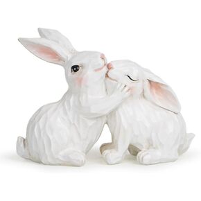 Hodao Easter Bunny Decorations Spring Indoor Home Decor Electroplated European Mini Bunny Figurines (4pcs Brown Rabbit Decor)