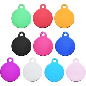 CHENRUI 10 Round Blank ID Name Tag Disc Pet ID Tags for Stamping or Engraving (Color Mix)