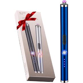 Electric Candle Lighter Rechargeable Plasma Flameless USB Lighter with Safety Lock Dual Arc LED Display for Grill Kitchen Camping (Red) in Kuwait