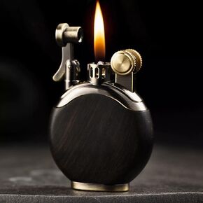 Vintage Trench Lighter Windproof Reusable Antique Kerosene Lighter Soft Flame Wheel Fluid Lighter for Collection-Decorative-Gift-Present (Black)